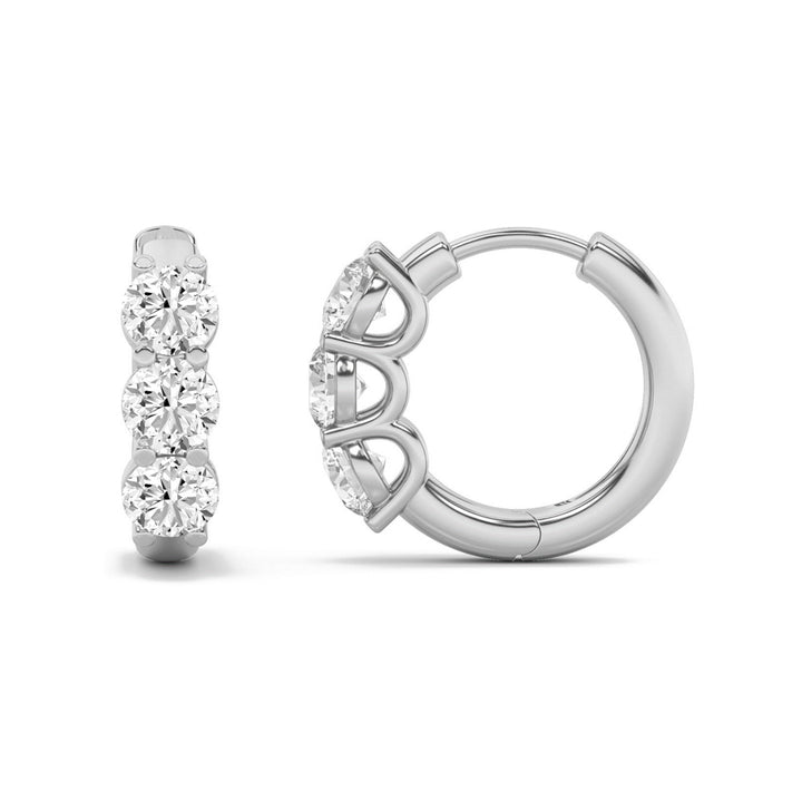 2.00 CTW Three-Stone Round Lab Diamond Huggie Earrings