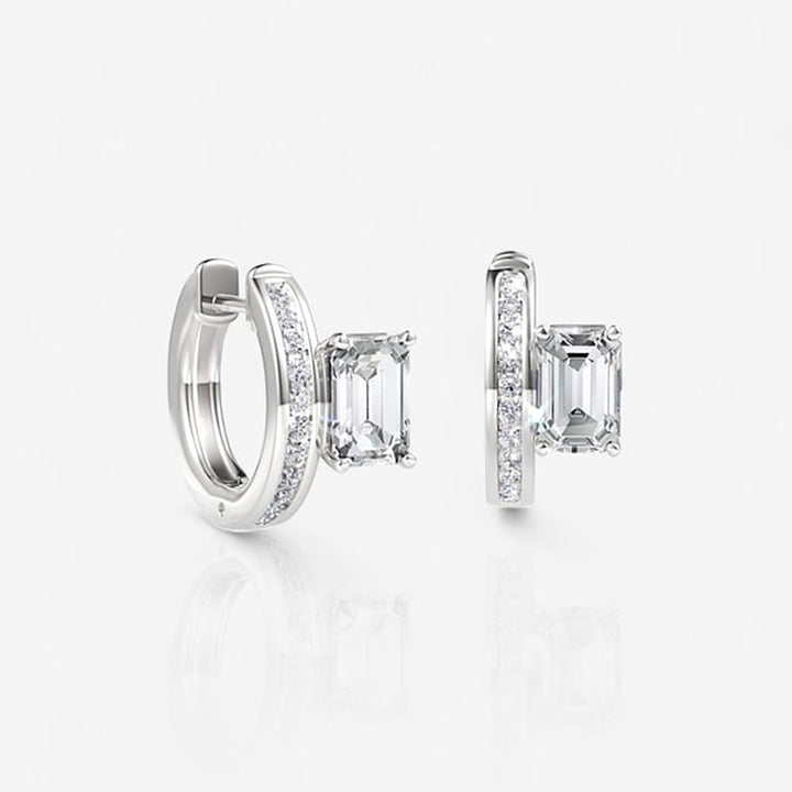 1.28 CTW Emerald Cut Lab Diamond Huggie Earrings