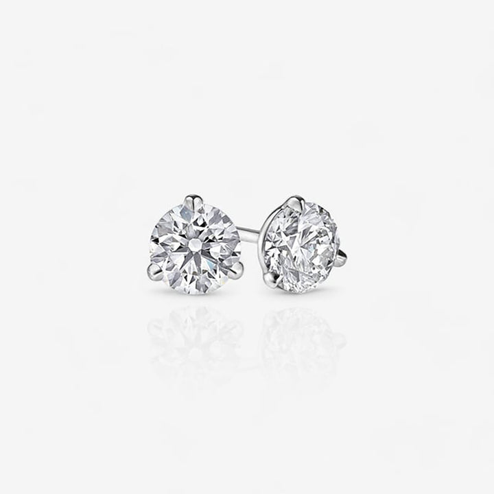 18kt White Gold Three-Prong Martini Lab Diamond Stud Earrings