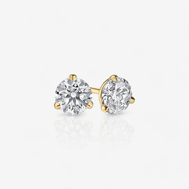 18kt Yellow Gold Three-Prong Martini Lab Diamond Stud Earrings