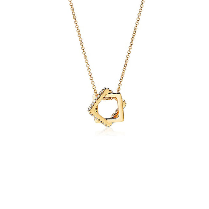 18kt Yellow Gold 0.13 CTW Diamond Interlocking Square Pendant