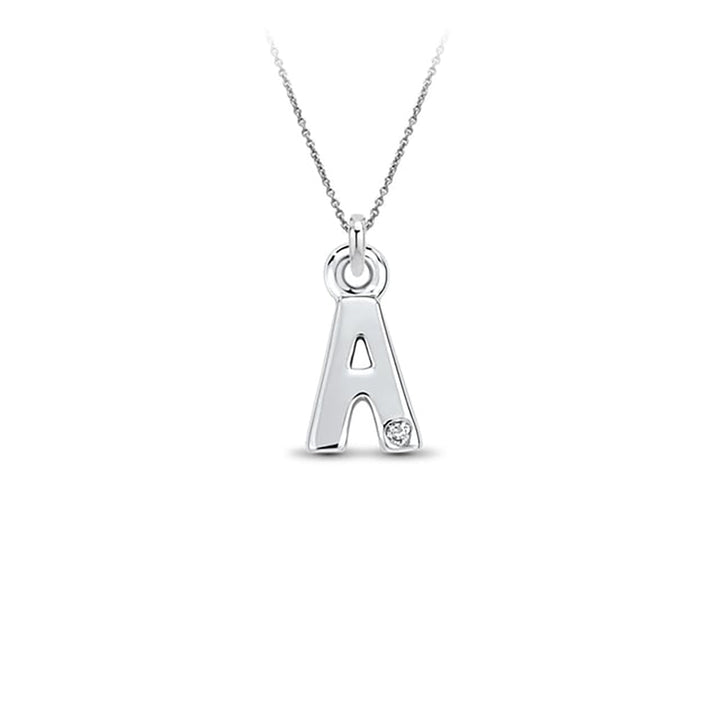 14kt White Gold 0.01 CTW Mini Lab Diamond Initial Pendant