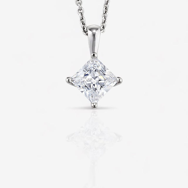 18kt White Gold Lab Grown Princess Cut Diamond Pendant