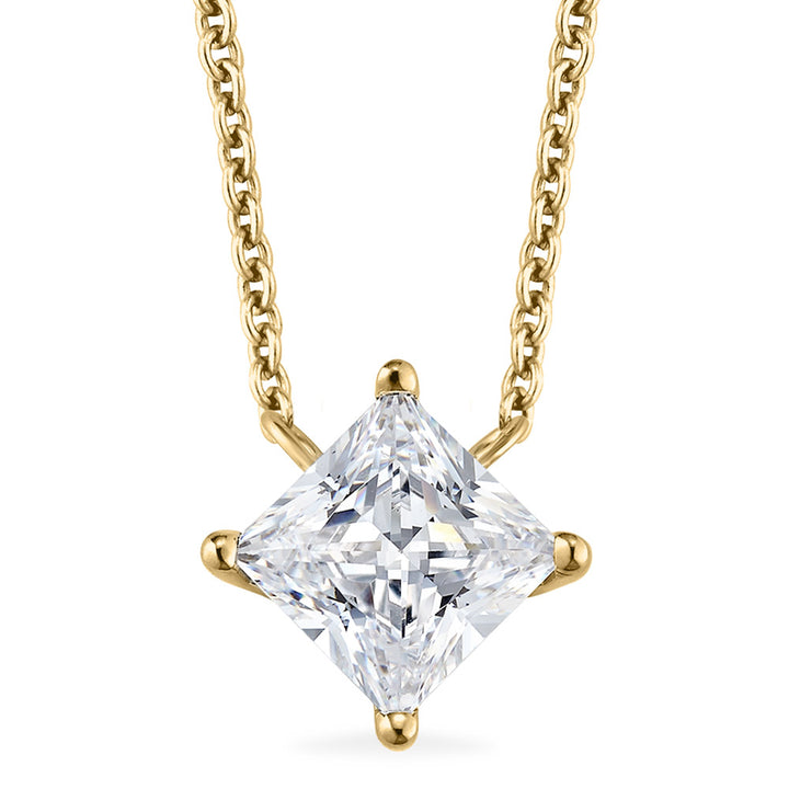 18kt Yellow Gold Lab Grown Princess Cut Diamond Pendant