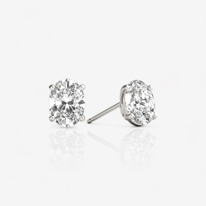 18kt Gold 1.00 CTW Lab Grown Oval Diamond Stud Earrings