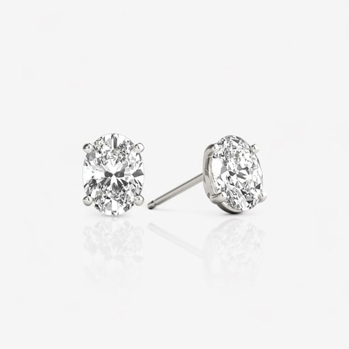 18kt White Gold Oval Lab Grown Diamond Stud Earrings