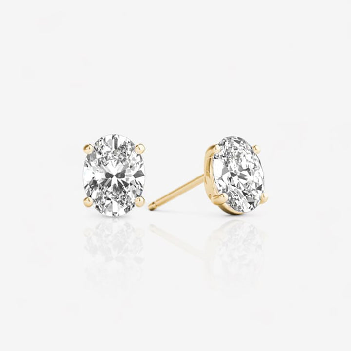 18kt Yellow Gold Oval Lab Grown Diamond Stud Earrings